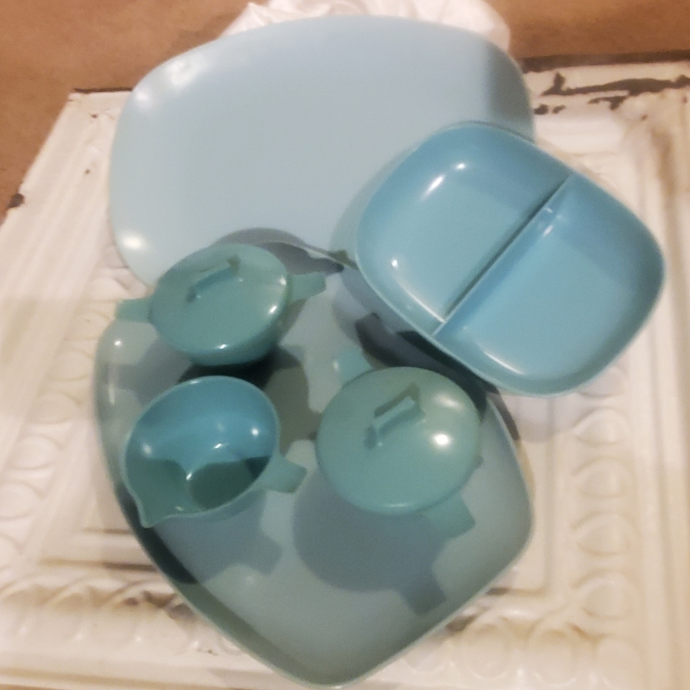 Blue vintage melamine dishes